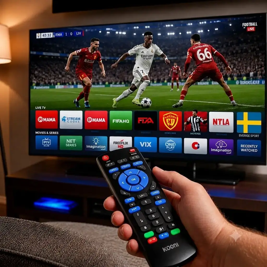 tittar på matchfotboll i tv av nordic iptv